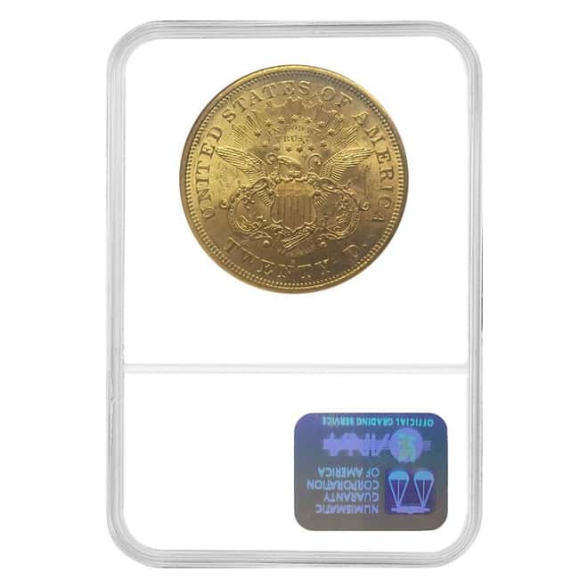 1876-S $20 Liberty Head Double Eagle Gold Coin NGC MS 61