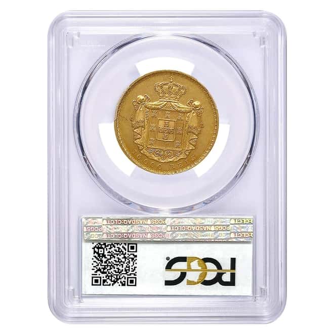 1879 Portugal 10000 Reis Luis I Gold Coin PCGS AU 58