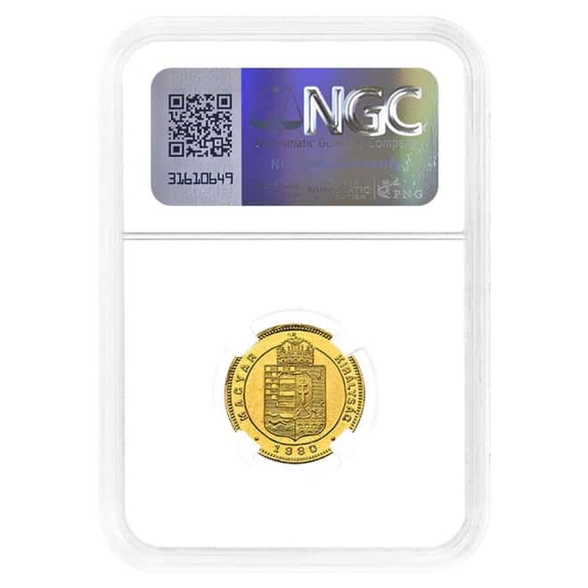 1880KB UP Hungary 10 Francs Gold Coin Restrike NGC PF 62