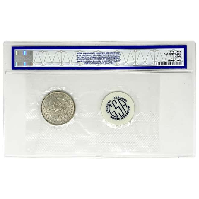 1881 O Morgan Silver Dollar $1 NGC MS 61 GSA Soft Pack