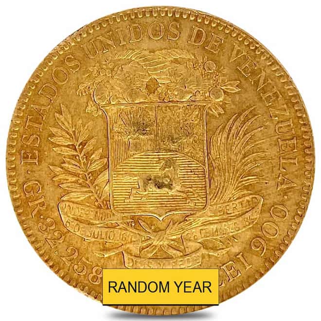 1886-1889 Venezuela 100 Bolivares Gold Coin Ex-Jewelry