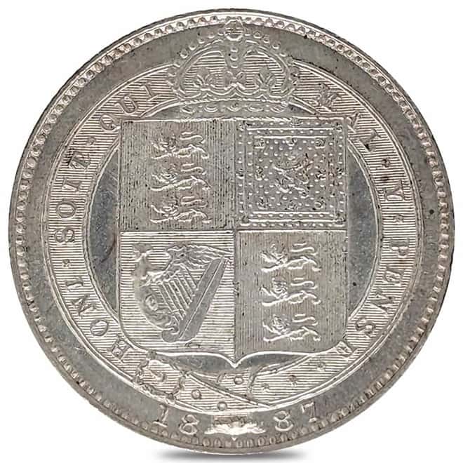 1887 Great Britain 1 Shilling Victoria Silver Coin AU