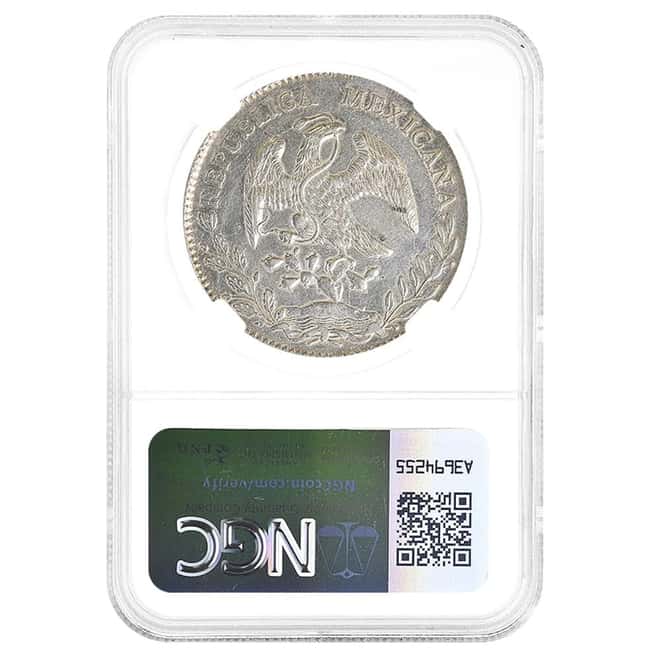1896 Mexico 8 Reales Cap & Rays Silver Coin NGC AU Details