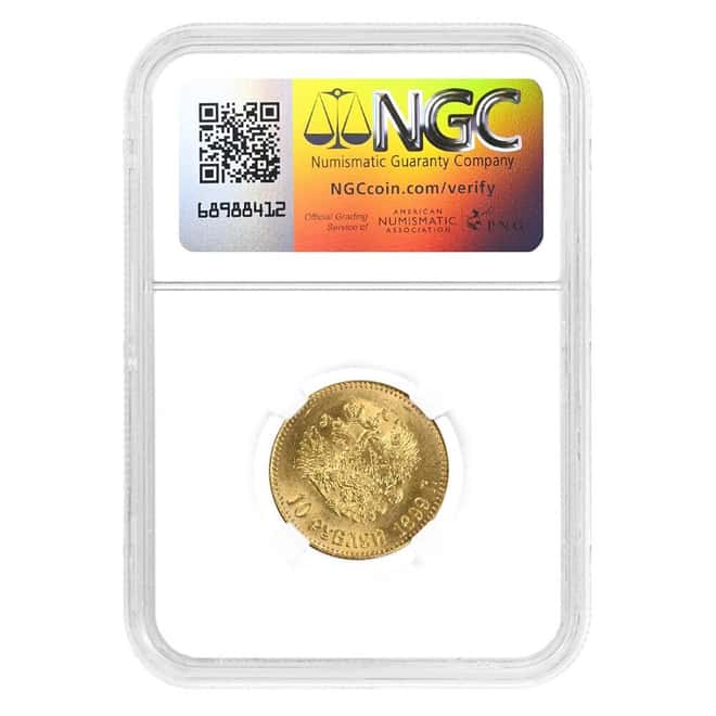 1899 AT Russia 10 Roubles Nicholas II Gold Coin NGC MS 65
