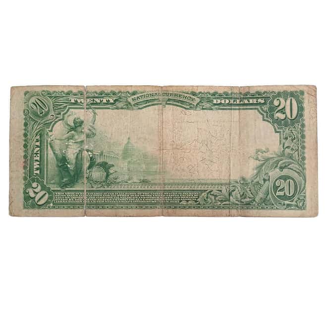 1902 $20 First National Bank of Peoria Currency Note Circulated