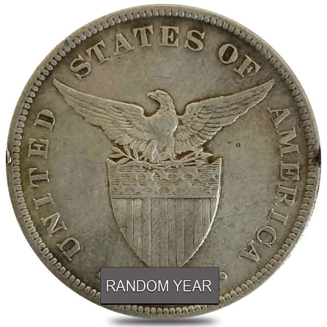 1903-1905 Philippines 50 Centavos 90% Silver Coin Circ (Random Year)