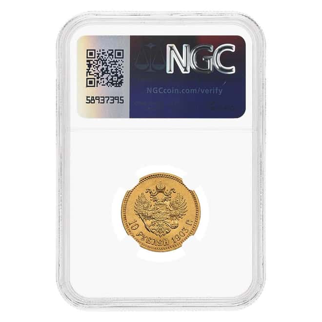 1903 AP Russia 10 Roubles Nicholas II Gold Coin NGC MS 65