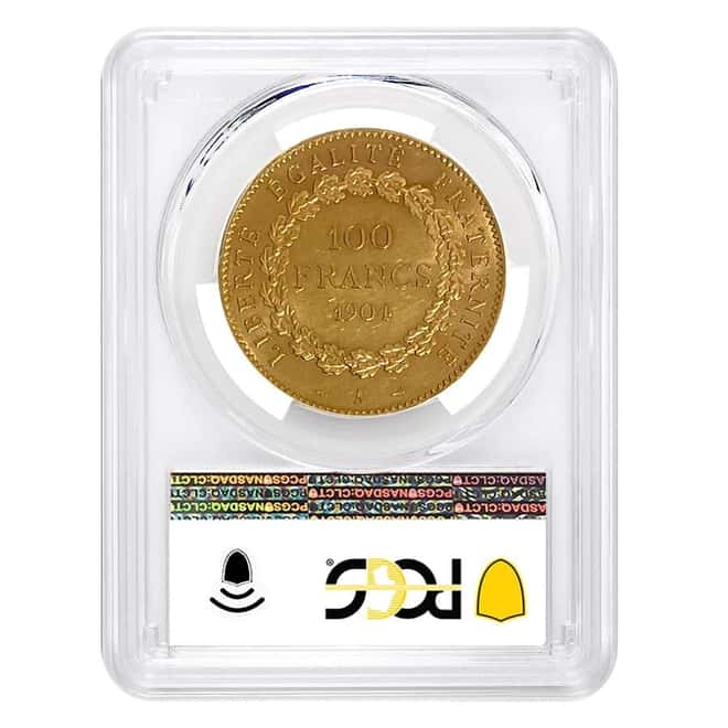 1904-A France 100 Francs Lucky Angel Gold Coin PCGS AU 58