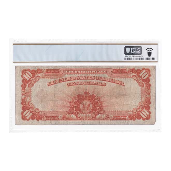 1907 $10 Gold Certificate Currency Note Teehee Burke PCGS VF 20