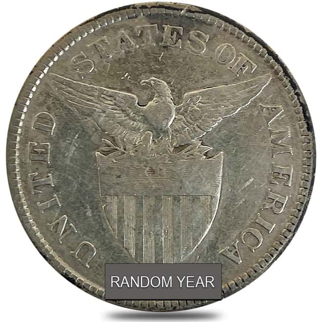 1907-1921 Philippines 50 Centavos 75% Silver Coin Circ (Random Year)