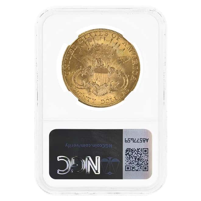 1907 $20 Liberty Head Double Eagle Gold Coin NGC MS 62 Mint Error (Obverse Lamination)