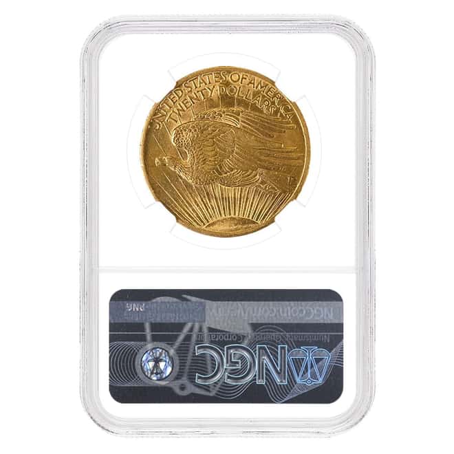 1907 $20 Saint Gaudens Double Eagle Gold Coin NGC AU 58