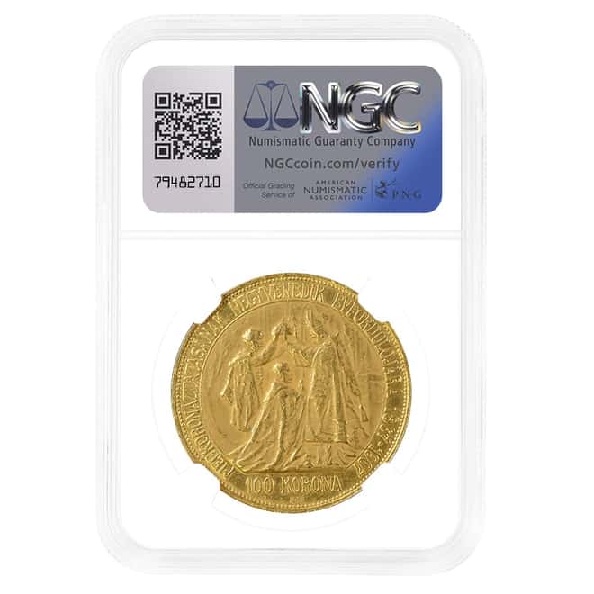 1907 KB Hungary 100 Korona Coronation Gold Coin NGC AU 55