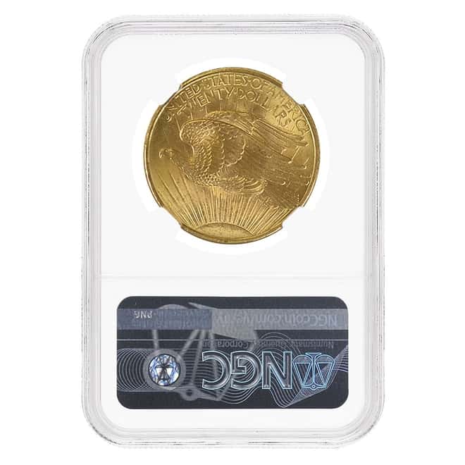 1908 $20 Gold Saint Gaudens Double Eagle No Motto Coin NGC MS 65+