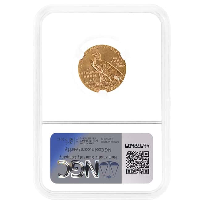 1909 $5 Indian Head Half Eagle Gold Coin NGC MS 62