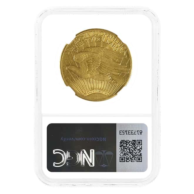 1909/8 $20 Gold Saint Gaudens Double Eagle Coin NGC AU Details