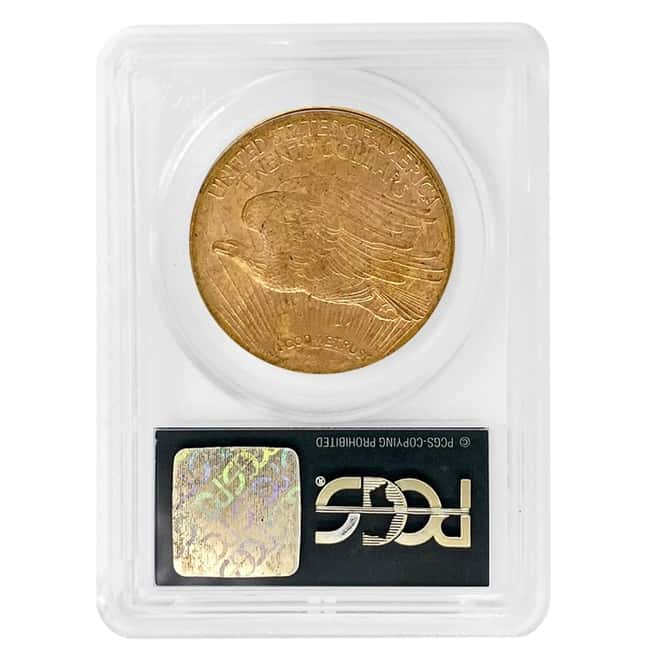 1909 S $20 Gold Saint Gaudens Double Eagle Coin PCGS MS 63 OGH