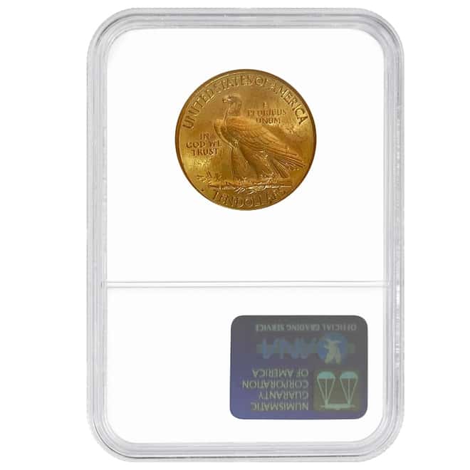 1914 D $10 Indian Head Gold Eagle Coin NGC MS 63