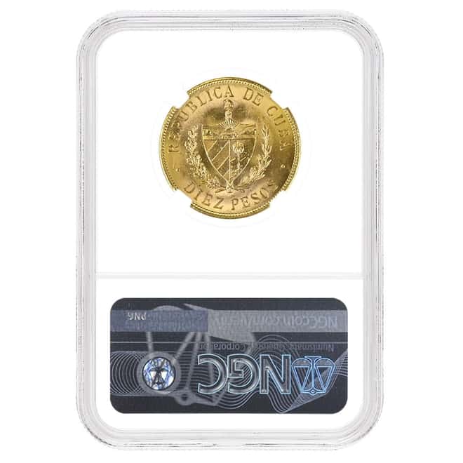 1915 10 Pesos Jose Marti Gold Coin NGC MS 61
