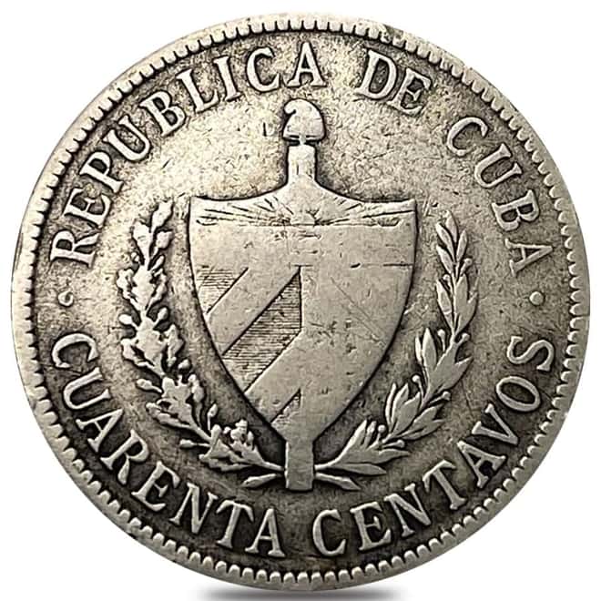 1915-1920 Silver 40 Centavos Star Circulated ASW 0.2894 oz