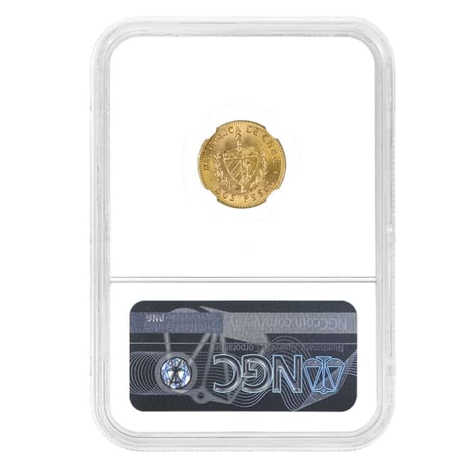 1915 1 Peso Jose Marti Gold Coin NGC MS 66