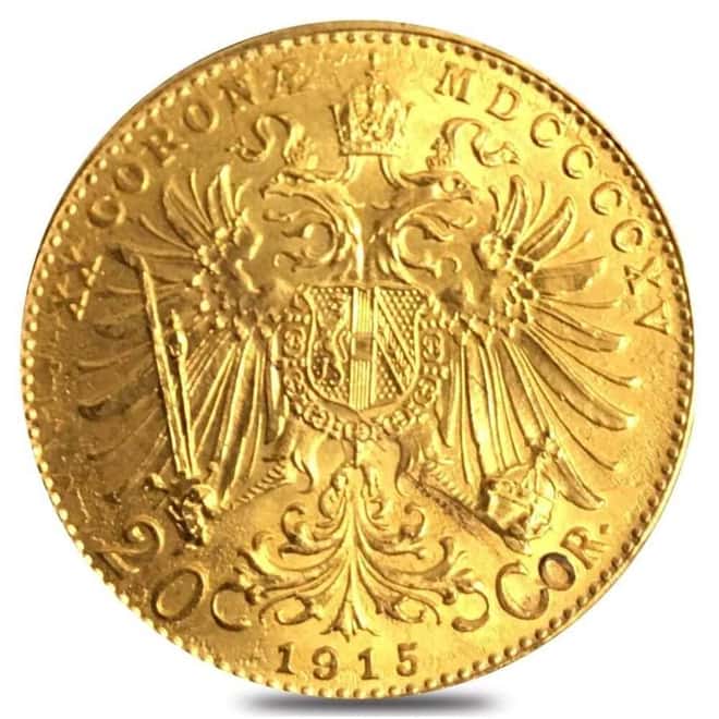 1915 Austria Gold 20 Coronas AGW .196 oz AU/BU (Restrike)