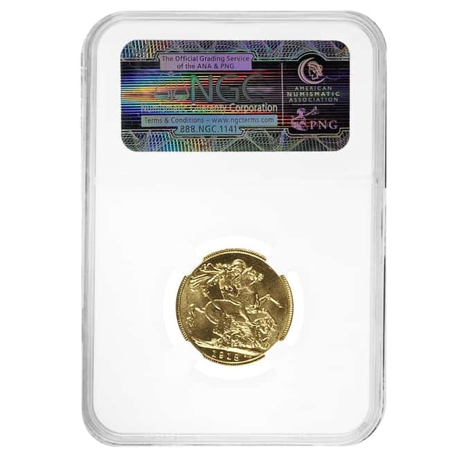 1918-I India Gold Sovereign George V NGC MS 63