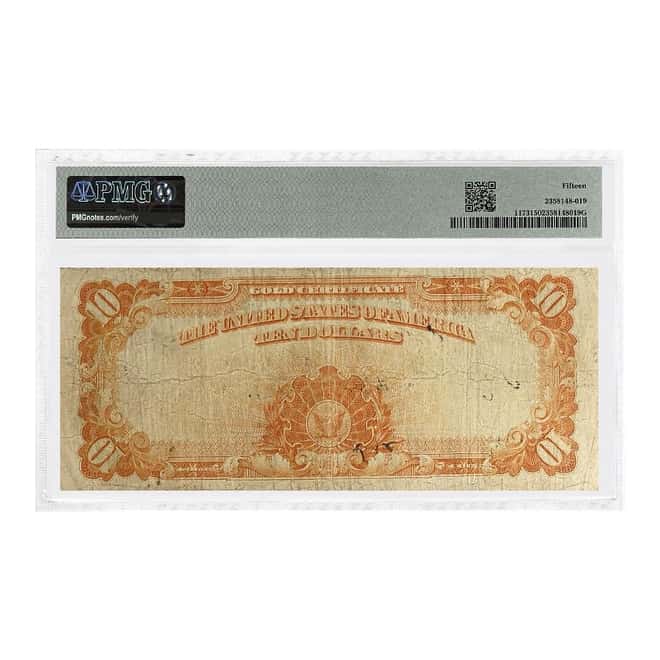 1922 $10 Gold Certificate Currency Note Speelman White PMG F 15