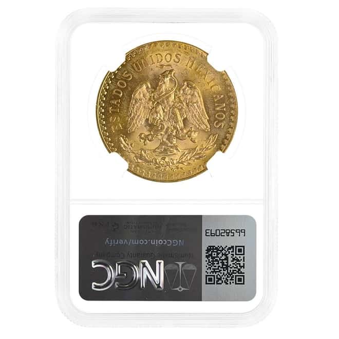 1922 Mexico 50 Pesos Gold Coin NGC MS 62+