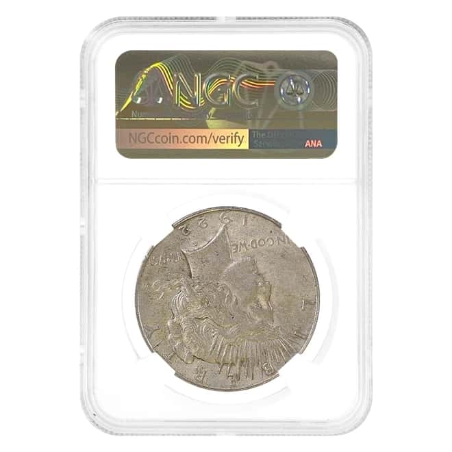 1922 Peace Silver Dollar $1 NGC AU 53 Mint Error (Rev Struck Thru)