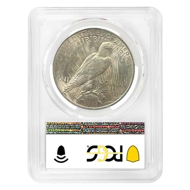 1922 Peace Silver Dollar $1 VAM 2E Wing Break PCGS MS 63