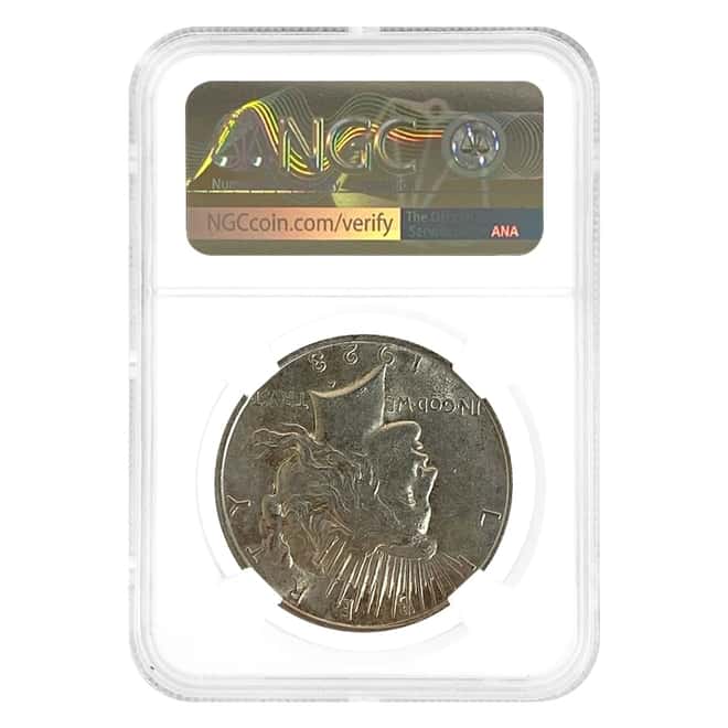 1923 Peace Silver Dollar $1 NGC AU 55 Mint Error (Rev Lamination)