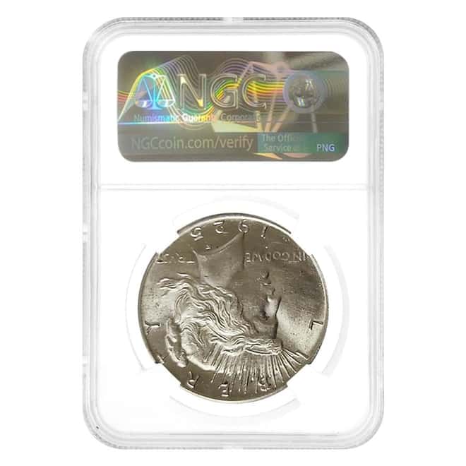 1925 Peace Silver Dollar $1 NGC MS 63 Mint Error (Rev Struck Thru)