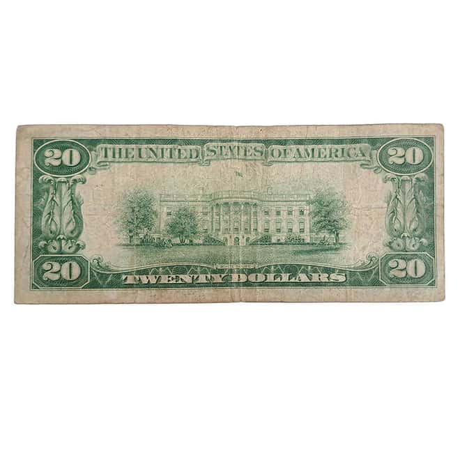1928 $20 Gold Certificate Currency Note Woods Mellon Circulated