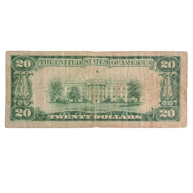 1928 $20 Gold Certificate Currency Note Woods Mellon Cull