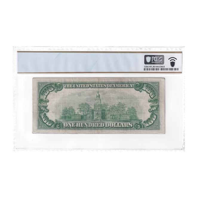 1929 $100 Federal Reserve Currency Note New York PCGS VF 30