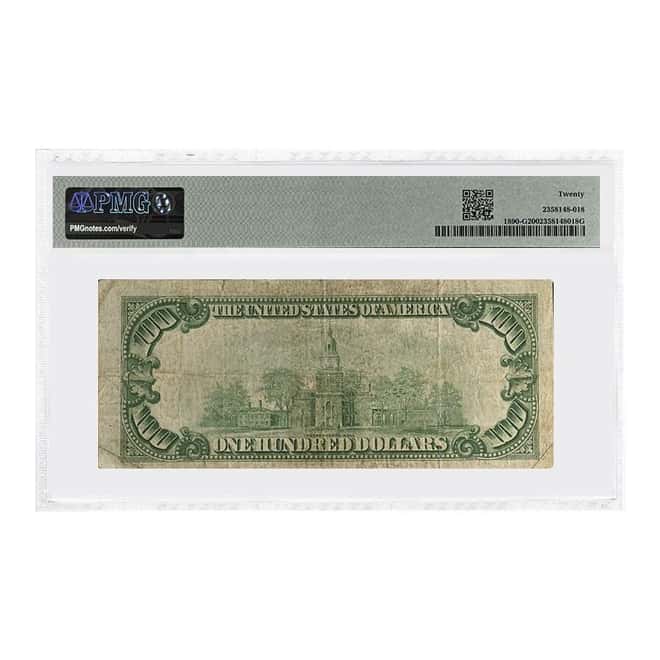1929 $100 National Currency Note Chicago PMG VF 20