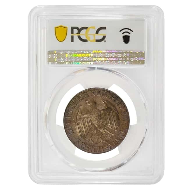 1930 F Germany Weimar Republic Graf Zeppelin 3 Mark Proof Silver Coin PCGS PF 66
