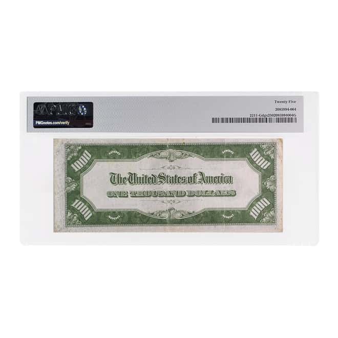 1934 $1000 Federal Reserve Note Chicago Dark Green PMG VF 25