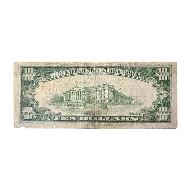 1934 $10 Silver Certificate Currency Note Gold Seal