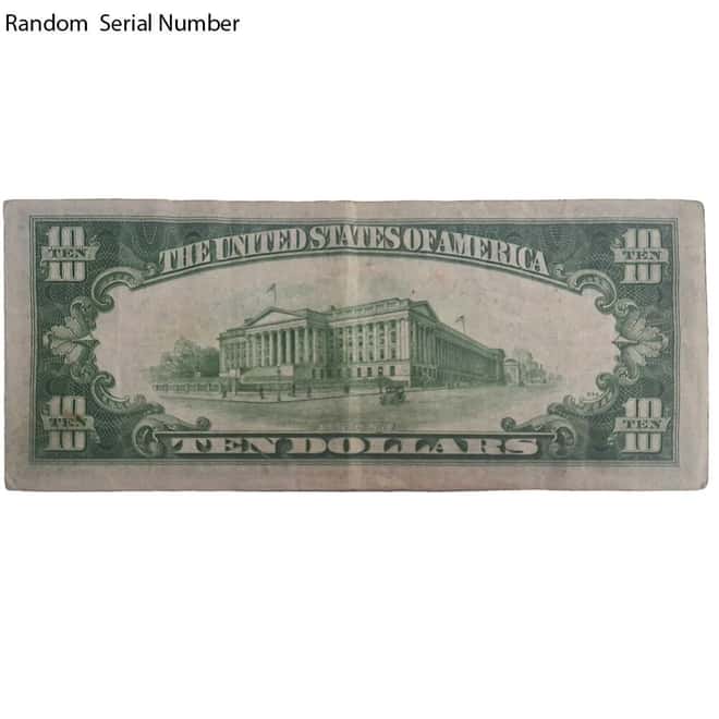 1934 $10 Silver Certificate Currency Note North Africa Gold Seal Avg Circ