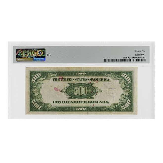 1934 $500 Federal Reserve Currency Note New York PMG VF 25 (Ink)