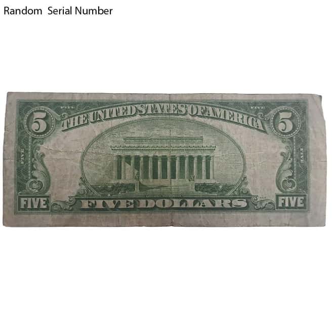 1934 $5 Federal Reserve Currency Note Avg Circ