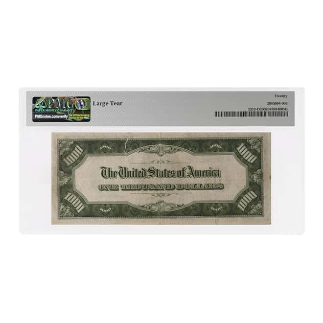 1934 A $1000 Federal Reserve Note Cleveland PMG VF 20 (Large Tear)