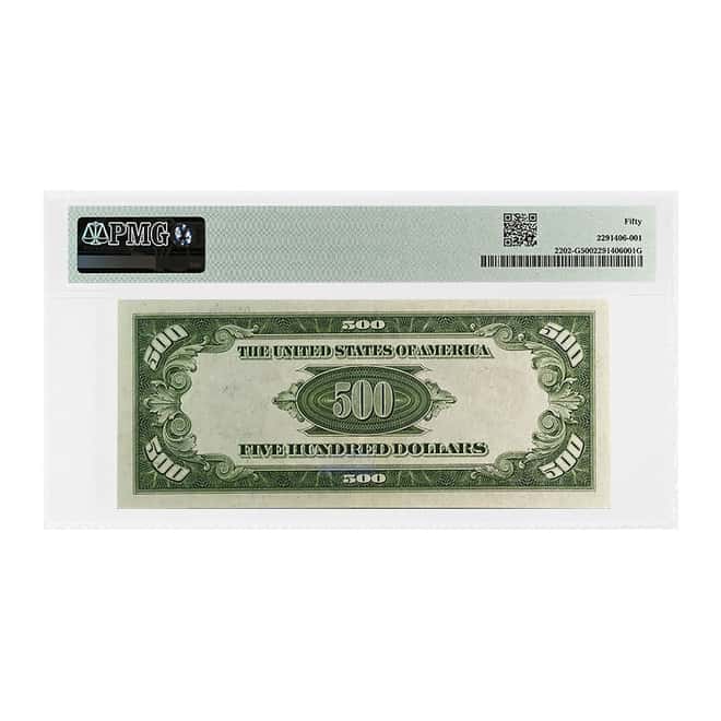 1934 A $500 Federal Reserve Currency Note Chicago PMG AU 50