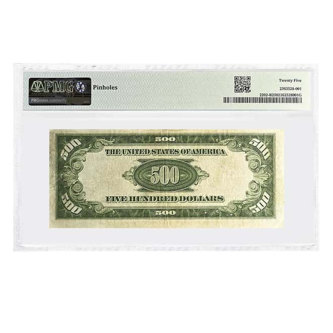 1934 A $500 Federal Reserve Currency Note New York PMG VF 25 (Pinholes)