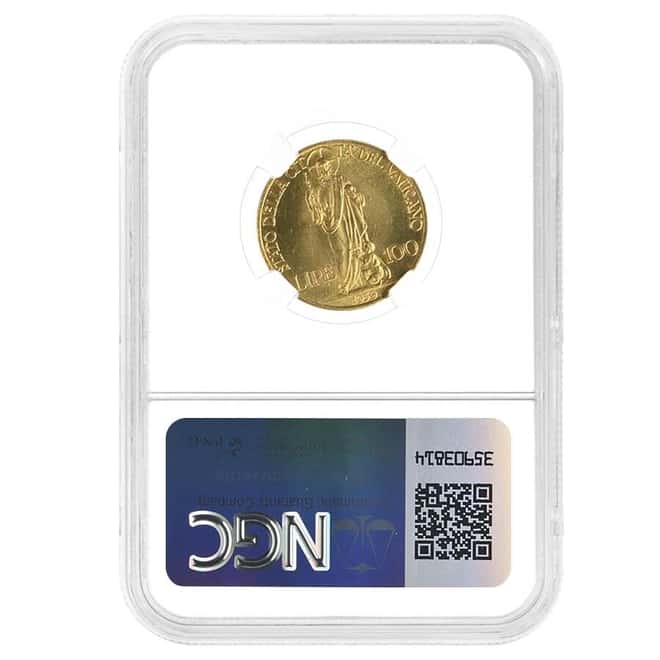1939 Vatican City Pope Pivs XII 100 Lire Gold Coin NGC MS 65