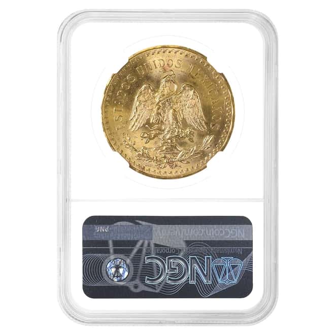 1943 Mexico 50 Pesos Gold Coin NGC MS 63