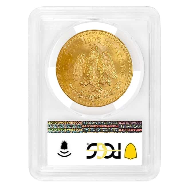 1943 Mexico 50 Pesos Gold Coin PCGS MS 64