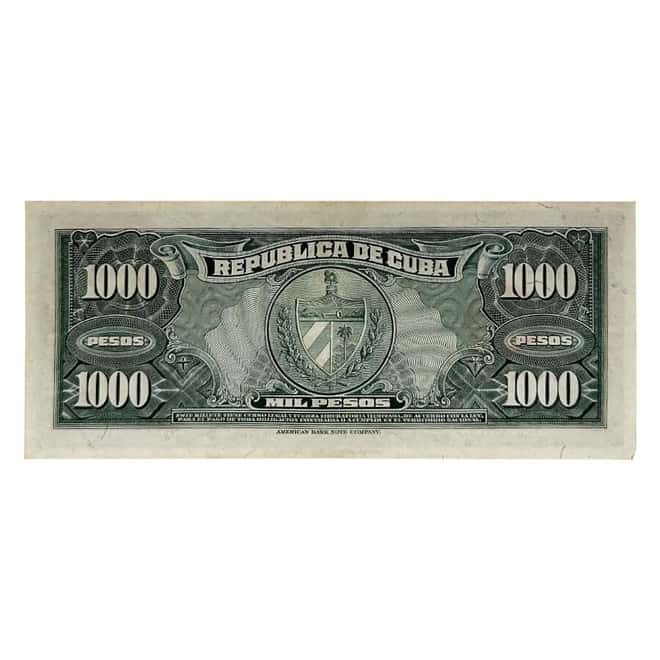 1950 1000 Pesos Tomas Estrada Palma American Bank Note Company Avg Circ